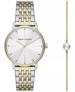 Женские двухцветные часы Lola с тремя стрелками из нержавеющей стали, 36 мм, комплект с браслетом A|X Armani Exchange, мультиколор