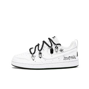 Детские кроссовки для скейтбординга Court Borough Sunbathing Kitten с низким верхом, устойчивые к истиранию, для подростков Nike, белый