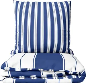 Комплект постельного белья 155x220 см, в синюю полоску, хлопок, молния, двусторонний, в полоску, простой уход, 4 предмета leonado vicenti