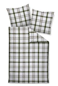 Постельное белье, 135x200 см, зеленое в клетку, хлопковое Janine, зеленый