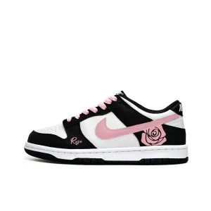 Nike Dunk Rose Flower Language Leather Slip Resistant Abrasion Resistant Lightweight Cushioning Low top