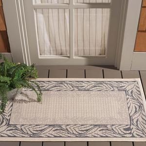 Ковер SAFAVIEH, 61 x 110 см, Washable Outdoor Courtyard Collection - , Sand & Grey, без линьки и легкий в уходе, идеально для патио, входной двери, прихожей, придверный ковер (CY1551-3301)