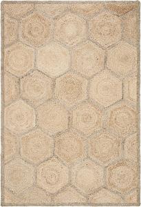 Ковер SAFAVIEH, 61 x 92 см, Natural Fiber Collection, Natural & Grey, ручное плетение из джута в виде сот, идеально для помещений с высокой проходимостью: прихожая, гостиная, спальня (NF882B)