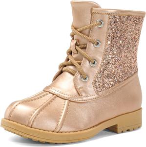 Ботинки DREAM PAIRS для девочек с блестками, на щиколотку, теплые и мягкие, с бархатной подкладкой и боковой молнией для малышей/детей постарше/подростков, Rose/Gold