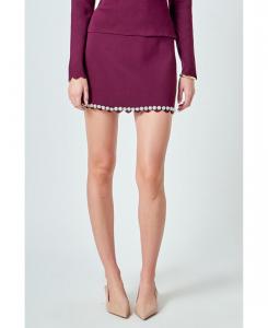 Женская вязаная мини-юбка с фестончатым краем endless rose, Dark violet