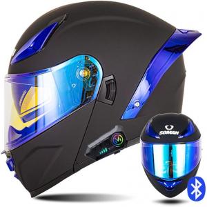 Шлем женский YEATLM JY06 Motorcycle, черный / синий