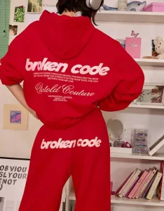 Красное худи с принтом Bershka