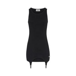 Платье Jean Paul Gaultier Cotton Ribbed Short Dress With Lingerie Garter, Black