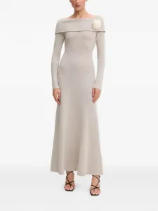 Платье макси с открытыми плечами Blugirl, бежевый