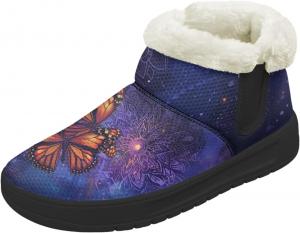Женские зимние сапоги Forchrinse, модные пушистые ботильоны на меху, удобные, с теплой подкладкой, зимние мини-сапожки, Butterfly Galaxy
