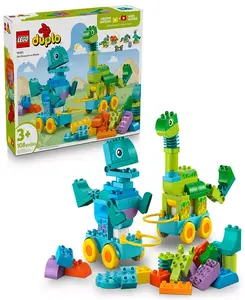 Duplo Town 3 в 1 Динозавры на колесах 10451 игрушечный конструктор, 108 деталей Lego, multicolor