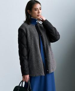 Двустороннее стеганое пальто средней длины с ламинированным ворсом