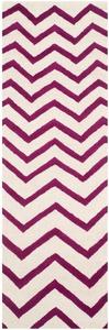 Ковер SAFAVIEH, 77 x 244 см, Cambridge Collection Runner, Ivory & Fuchsia, ручной работы, шеврон из шерсти, идеален для помещений с высокой проходимостью в гостиной, спальне (CAM714F)