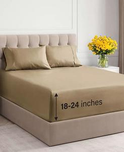Хлопковая простыня с очень глубоким карманом размером 18–24 дюйма CGK Unlimited, бежевый