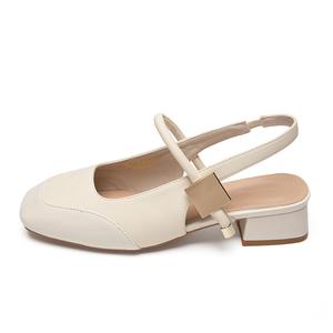 ZHR Туфли Мэри Джейн на массивном каблуке 3,5 см женские бежевые, цвет Beige