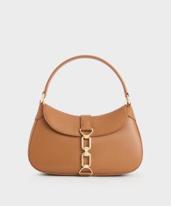 Сумка-хобо Agatha с цепочкой Charles & Keith, цвет Brown