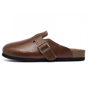 AAA SINCE 1955 Резиновая подошва устойчивая к запахам износостойкая противоскользящая с закрытым носком тапочки унисекс - коричневая кожаная верхняя часть, цвет Brown Leather Upper