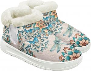 Женские ботинки на платформе JoyLamoria с анималистичным принтом, спортивные, с утеплителем и меховой подкладкой для работы и активного отдыха на улице, Dragonfly Mandala