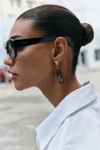 Серьги с блестками и имитацией дерева Zara, золотой