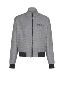 Шерстяной пиджак в гусиную лапку Balmain, черный