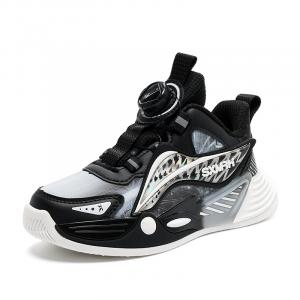 Нескользящие, амортизирующие, износостойкие, упругие, дышащие беговые кроссовки для детей Binary, sx15329-1 черный белый[leather upper waterproof]