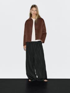 Короткая куртка из смесовой шерсти с воротником-стойкой Massimo Dutti, бургундия