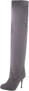Женские ботфорты IWIHMIV выше колена с острым носком, высокие ботильоны на каблуке-стилет, осенние сексуальные высокие сапоги, Grey