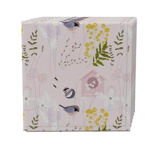 Набор салфеток из 4 шт., 100 % хлопок, 20х20 дюймов, Весенний сад и птичий домик