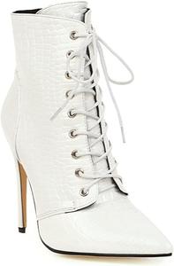 Женские ботильоны VOKLIN с острым носком, на шнуровке, с боковой молнией, на высоком каблуке-стилете, вестерн стиль, White-Velvet Lined