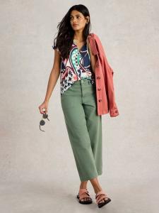 Футболка Nelly Abstract с V-образным вырезом White Stuff, Multi