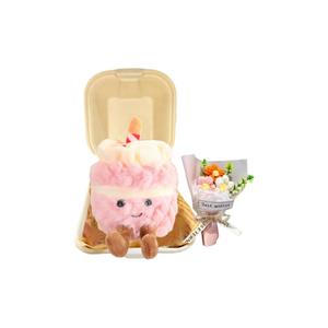 Коллекция Fun Food, милые плюшевые куклы-подвески для украшения праздничного торта, высота 9см Bitter purchase, Pink+Cake Box+Bouquet