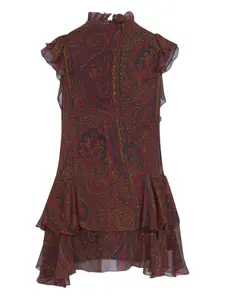 Платье с оборками и принтом пейсли ETRO KIDS, красный