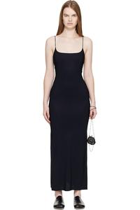 Длинное трикотажное платье макси Mm6 Maison Margiela, черный