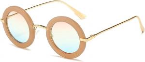 Винтажные маленькие круглые солнцезащитные очки для женщин, модные овальные очки в стиле Y2K, сексуальные солнцезащитные очки для мужчин, крутые панк-очки, очки для вождения 6191 Melrose, Beige