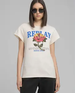 Футболка для женщин с коротким рукавом и круглым вырезом Replay, белый