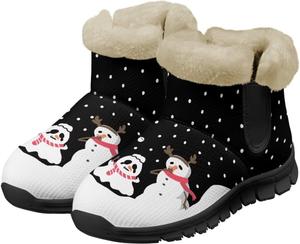 Зимние женские ботинки Jeiento для Рождества, комфортные снегоступы с противоскользящей подошвой и утолщением, Cute Christmas Snowmen