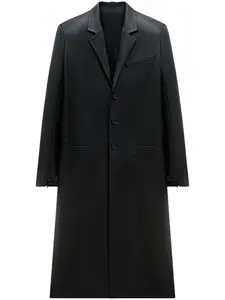 Кожаное пальто строгого кроя Courrèges, черный