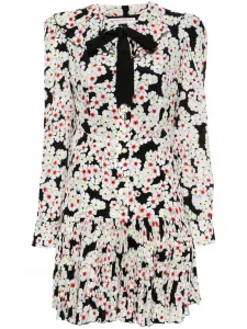 Шелковое платье с принтом Alessandra Rich, черный