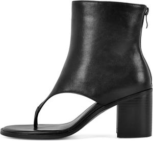 Женские шлепанцы сандалии с круглым носком, ботинки, однотонные, с застежкой-молнией сзади и массивными каблуками Rhineshell, Black