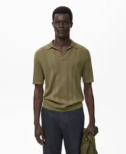 Мужская поло с ребристым трикотажем Mango, серый