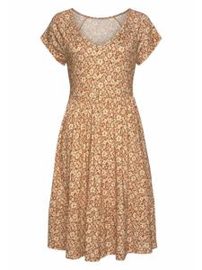 Длинное платье Buffalo Jersey, цвет braun-creme-bedruckt