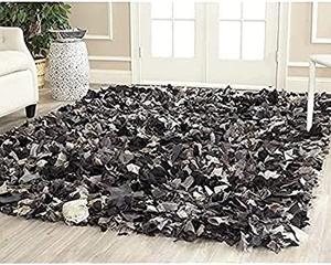 Ковер SAFAVIEH, 183 x 183 см, Rio Shag Collection, Dark Grey & Multi, ручной работы, декоративный, идеально подходит для помещений с высокой проходимостью в гостиной, спальне (SG951D)