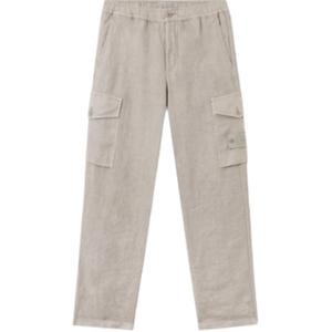 Льняные брюки STONE ISLAND, серый/белый