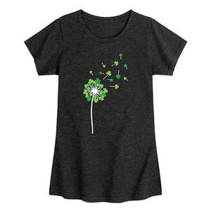 Футболка с принтом для девочек 7-16 лет shamrock dandelion Licensed Character, Heather Black