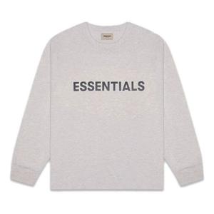 Футболка fw20 long sleeve logo tee 'heather oatmeal' Fear Of God Essentials, серый