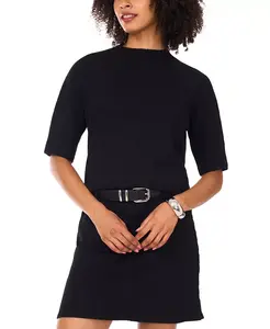 Женский уютный свитер с высоким воротником и короткими рукавами Vince Camuto, черный