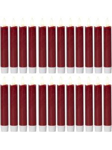 Novaliv Светодиодные конусные свечи Novaliv, 24 штуки, из натурального воска, красные, с функцией таймера (6 часов)