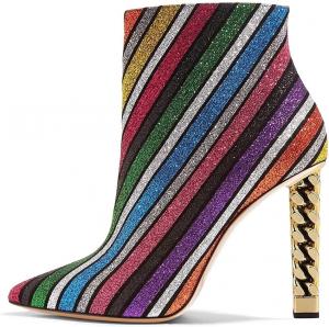 Женские модные ботильоны FSJ с заостренным носком, на массивном высоком золотом каблуке, с застежкой-молнией, для вечеринок и выпускных, размер 4-15 US