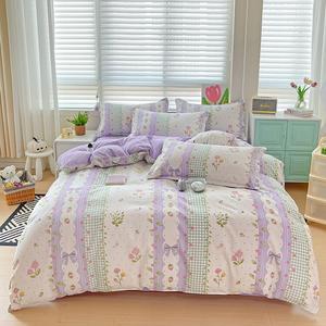 AVIVI Комплект постельного белья 2.0 м, 4 предмета, пододеяльник 200x230 см, цвет qingshamanwu