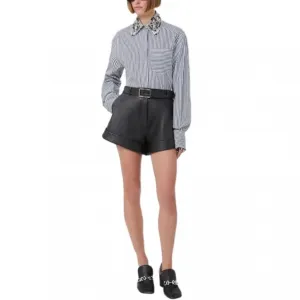 Рубашка с полосками и декором SportMax, черный